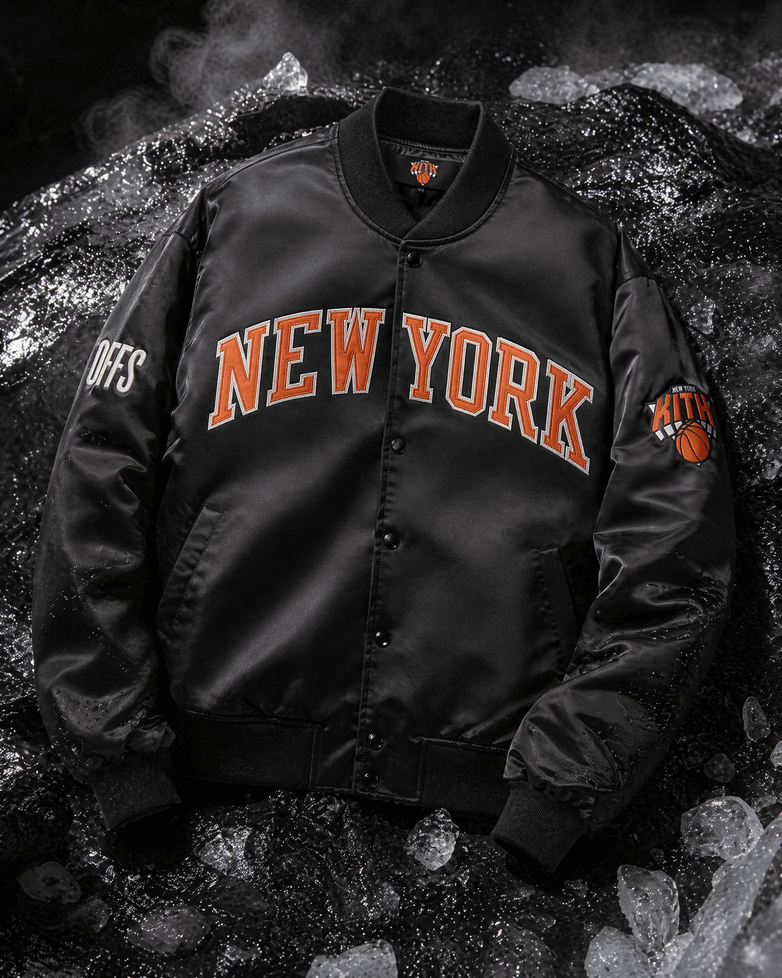 Kith New York Knicks bomber jacket lifestyle shot