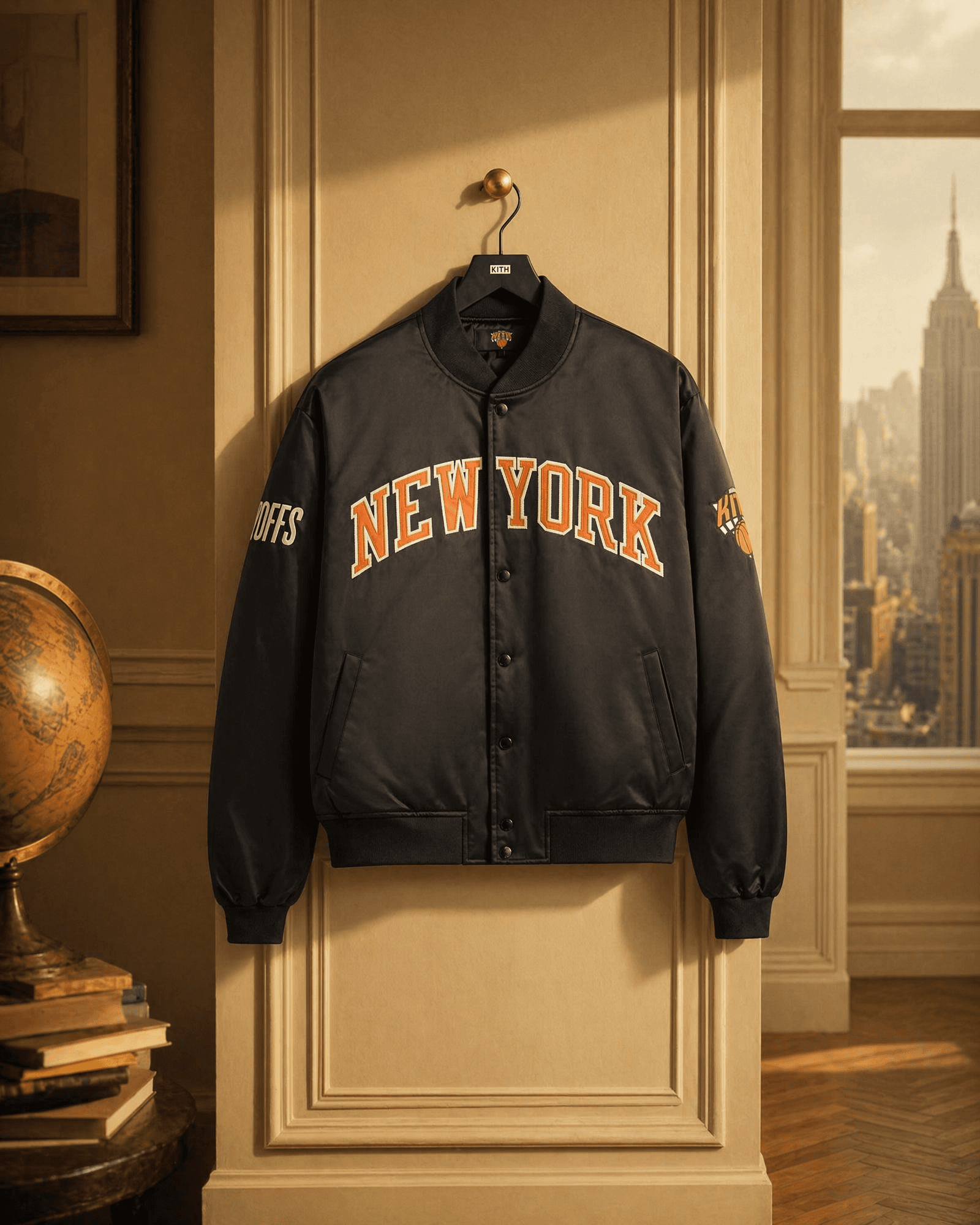 Kith New York Knicks bomber jacket lifestyle shot