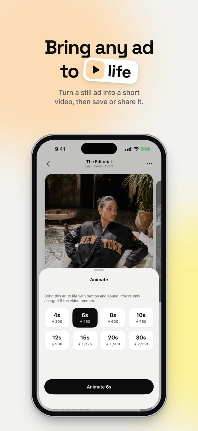 Bring any ad to life with the animate sheet